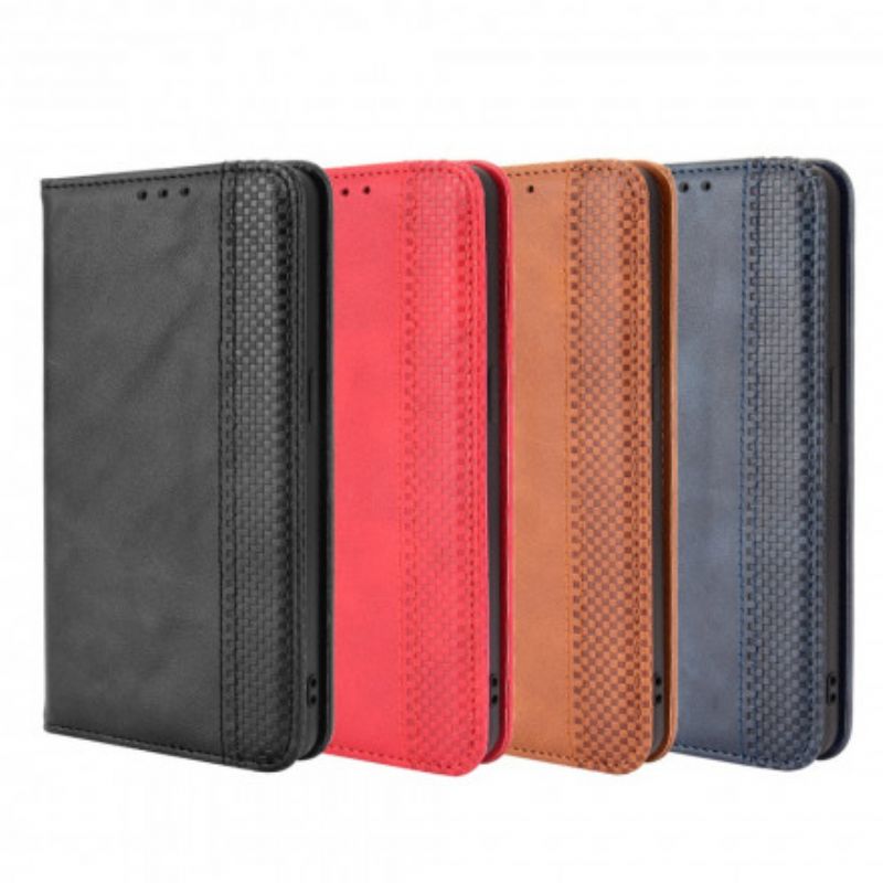 Flip Case Oppo Reno 6 5g Stilisierter Vintage-ledereffekt