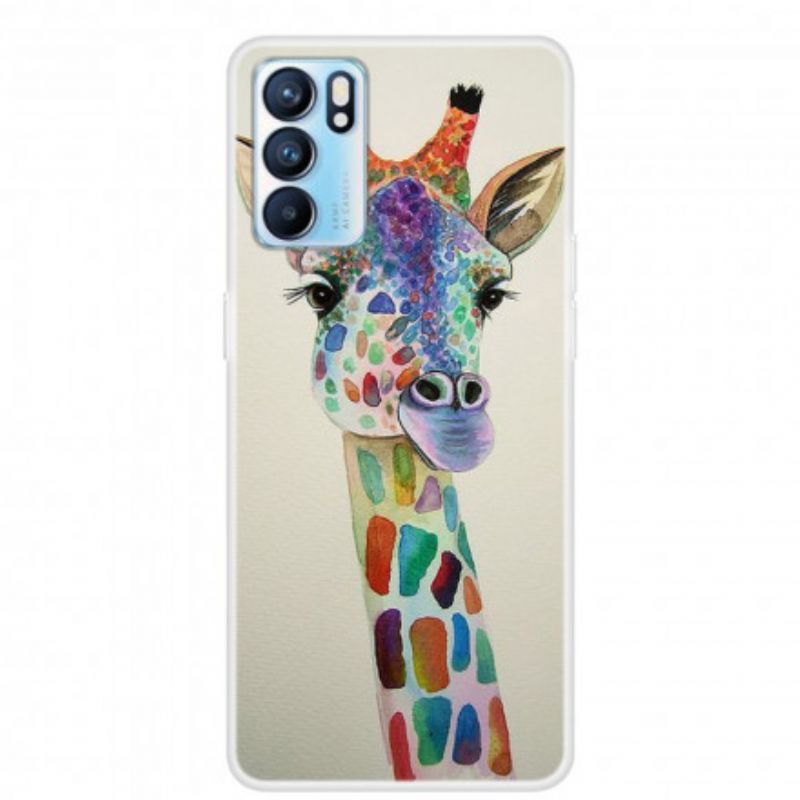 Hülle Oppo Reno 6 5g Handyhülle Bunte Giraffe