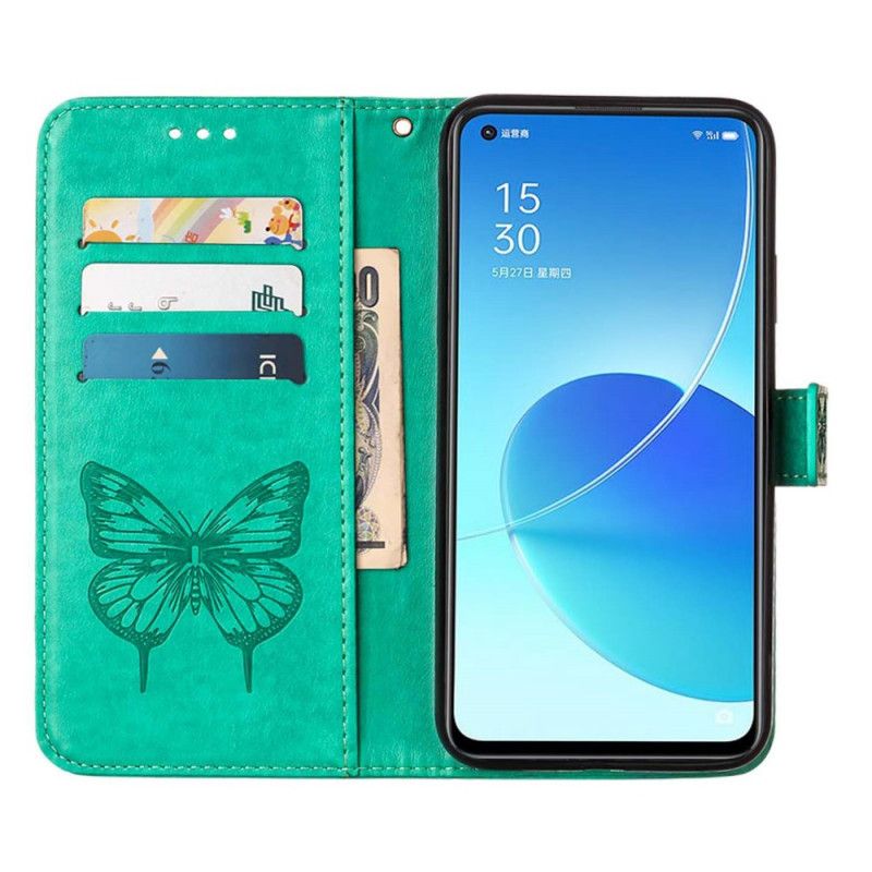 Lederhüllen Für Oppo Reno 6 5g Schmetterlingsdesign