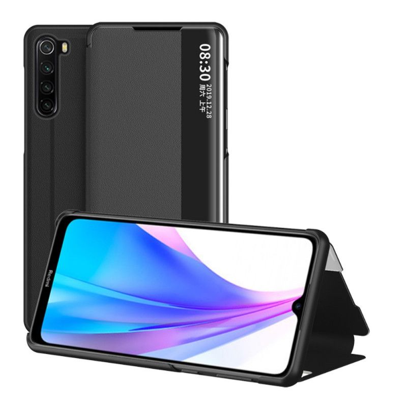 Cover Xiaomi Redmi Note 8T Schwarz Strukturiertes Kunstleder Anzeigen