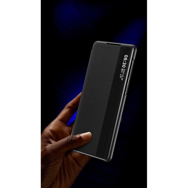 Cover Xiaomi Redmi Note 8T Schwarz Strukturiertes Kunstleder Anzeigen