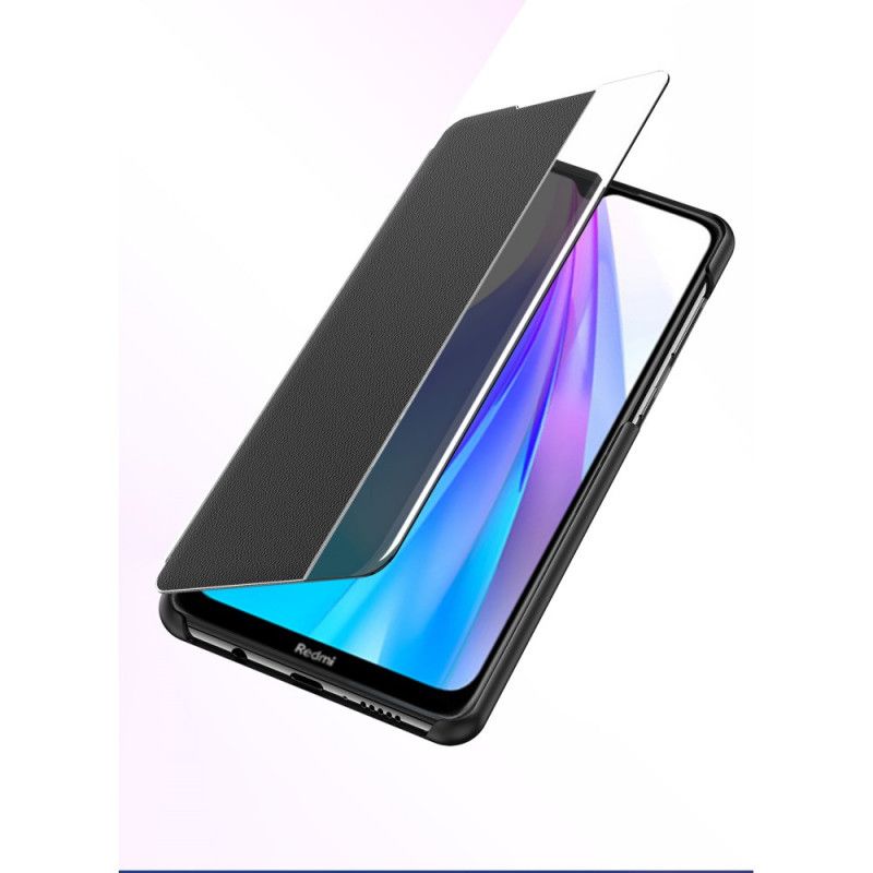 Cover Xiaomi Redmi Note 8T Schwarz Strukturiertes Kunstleder Anzeigen