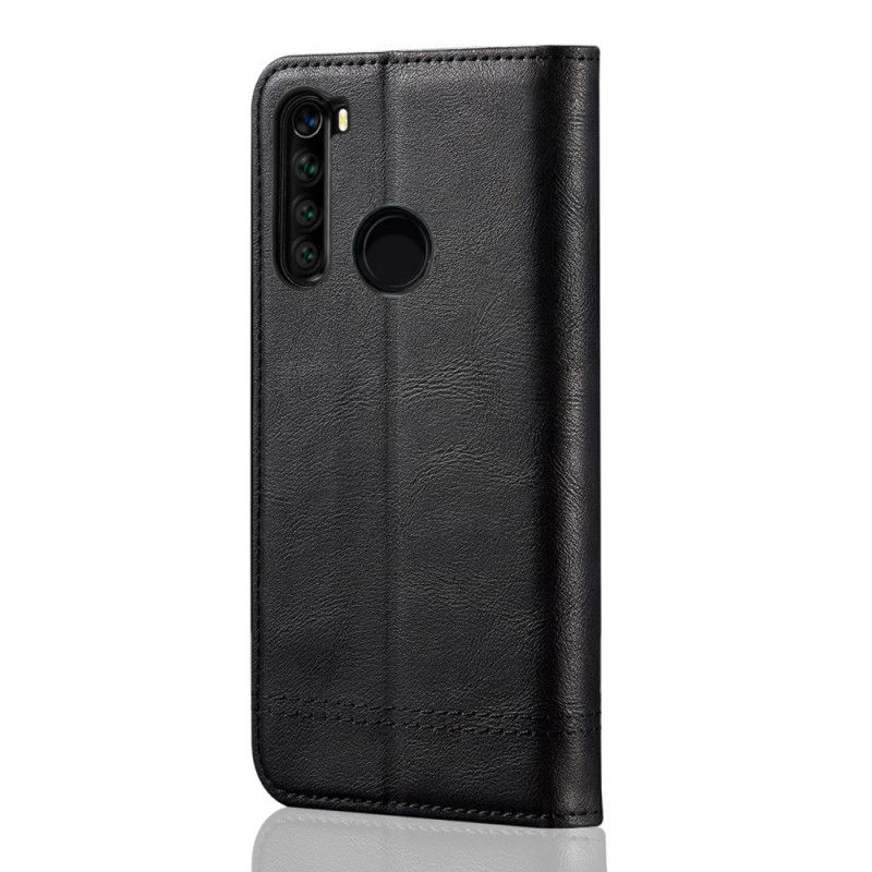 Flip Case Für Xiaomi Redmi Note 8T Schwarz Genähter Ledereffekt