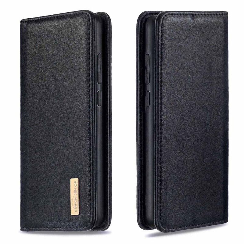 Flip Case Xiaomi Redmi Note 8T Schwarz Abnehmbare Schale Aus Echtem Leder