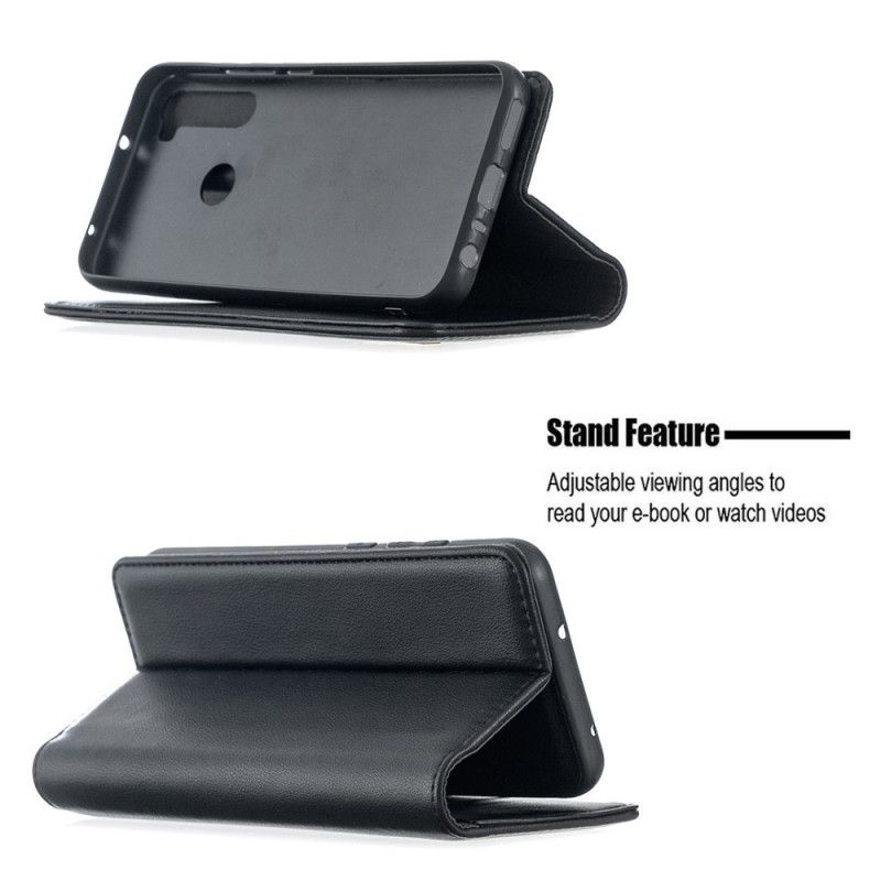 Flip Case Xiaomi Redmi Note 8T Schwarz Abnehmbare Schale Aus Echtem Leder
