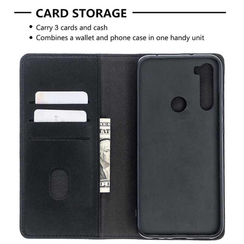 Flip Case Xiaomi Redmi Note 8T Schwarz Abnehmbare Schale Aus Echtem Leder