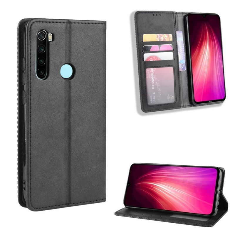 Flip Case Xiaomi Redmi Note 8T Schwarz Stilisierter Vintage-Ledereffekt