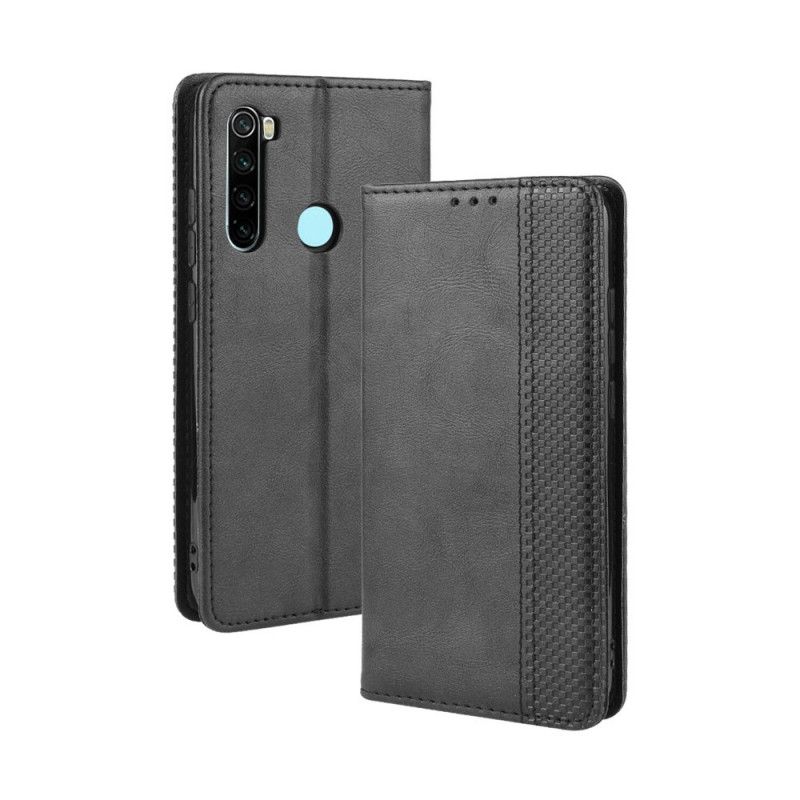 Flip Case Xiaomi Redmi Note 8T Schwarz Stilisierter Vintage-Ledereffekt