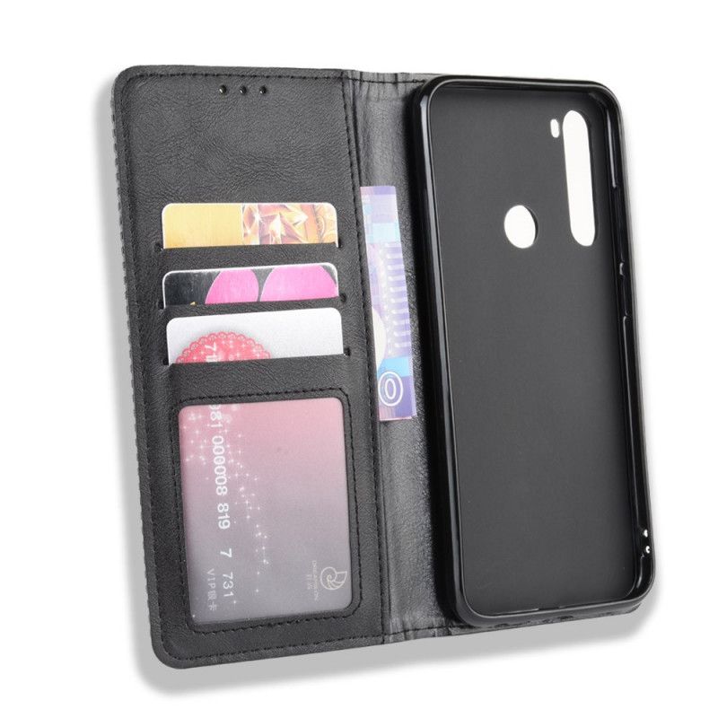 Flip Case Xiaomi Redmi Note 8T Schwarz Stilisierter Vintage-Ledereffekt