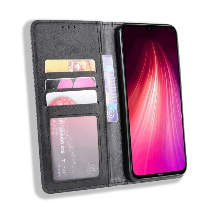 Flip Case Xiaomi Redmi Note 8T Schwarz Stilisierter Vintage-Ledereffekt