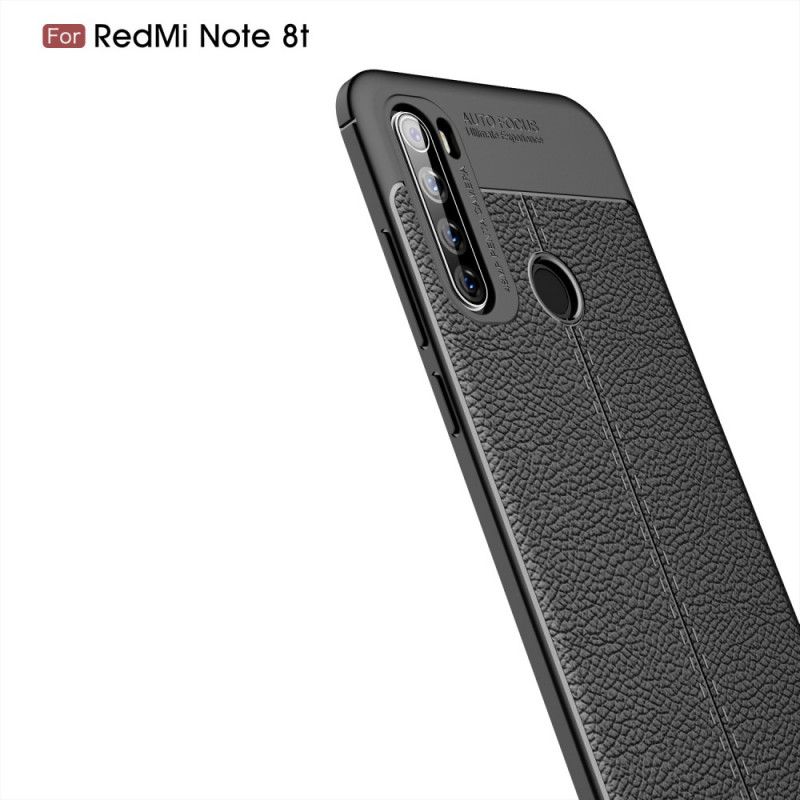 Hülle Xiaomi Redmi Note 8T Schwarz Doppellinien-Litschileder-Effekt