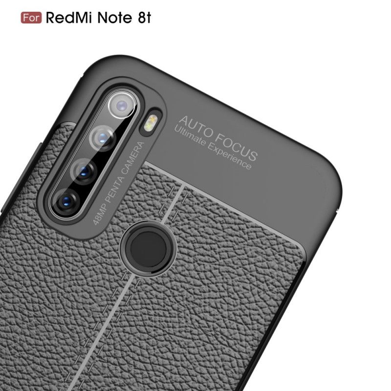 Hülle Xiaomi Redmi Note 8T Schwarz Doppellinien-Litschileder-Effekt