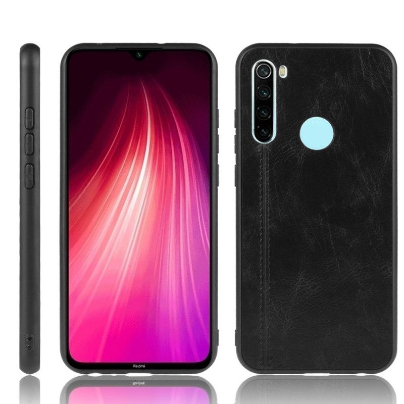 Hülle Xiaomi Redmi Note 8T Schwarz Genähter Ledereffekt