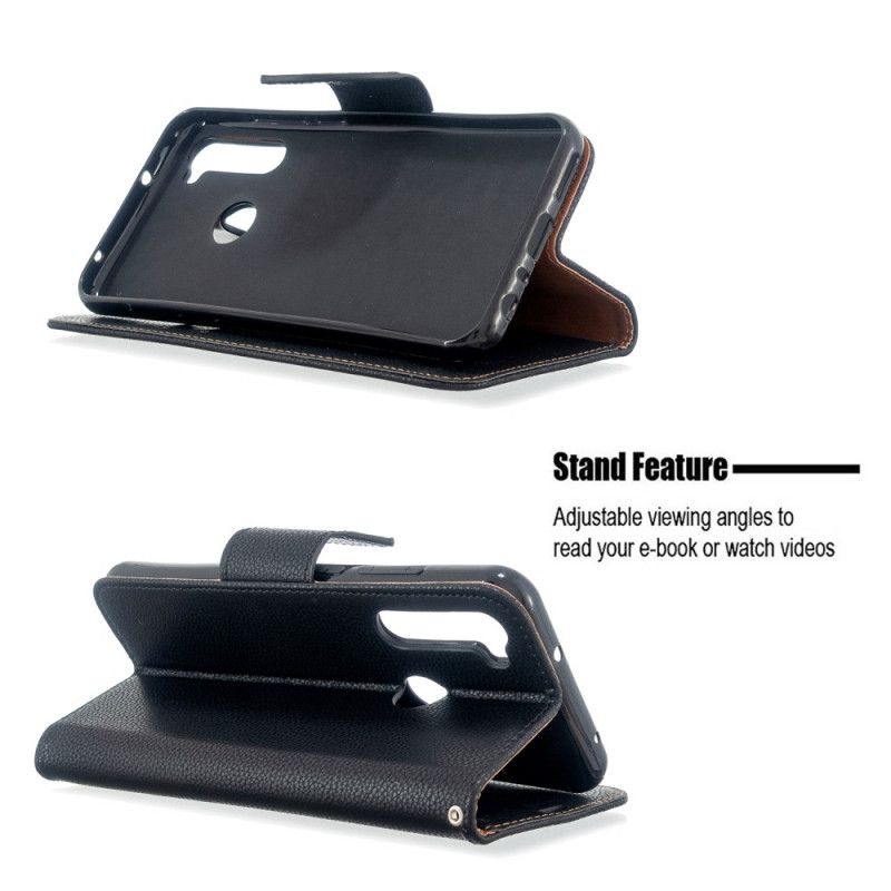 Lederhüllen Für Xiaomi Redmi Note 8T Schwarz Schrägklappe Der Litschi