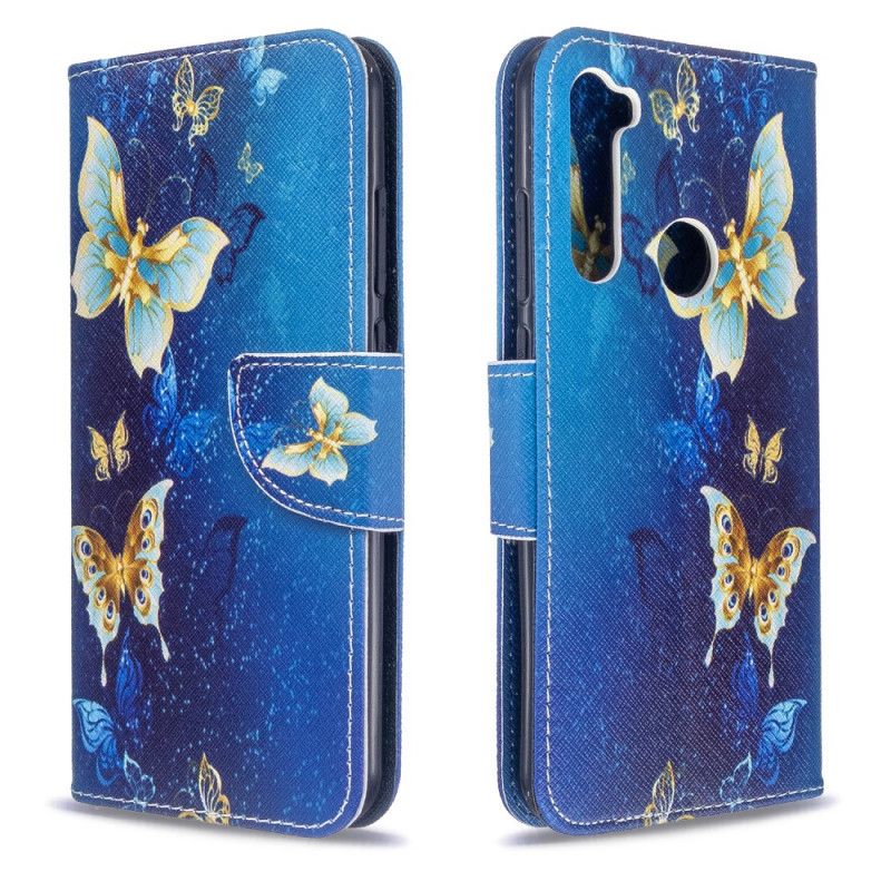 Lederhüllen Xiaomi Redmi Note 8T Goldene Schmetterlinge