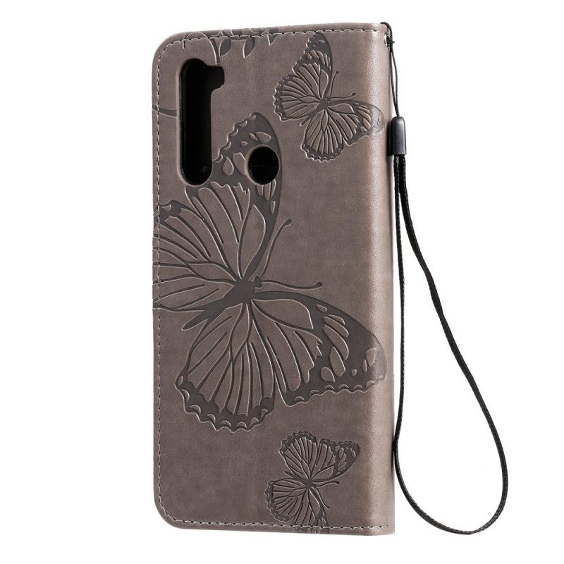 Lederhüllen Xiaomi Redmi Note 8T Grau Riesige Tanga-Schmetterlinge