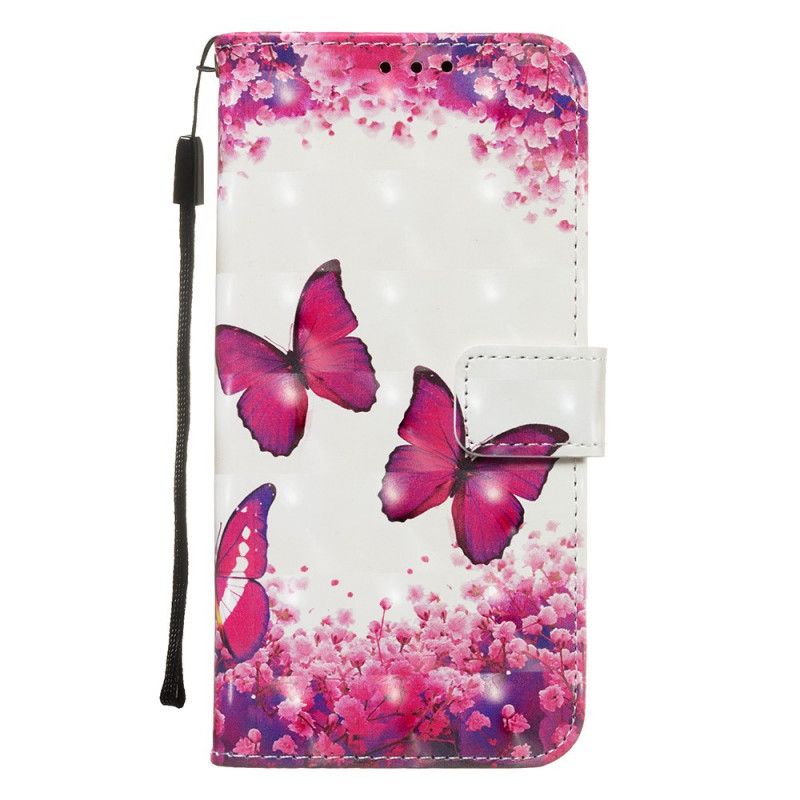 Lederhüllen Xiaomi Redmi Note 8T Rote Schmetterlinge