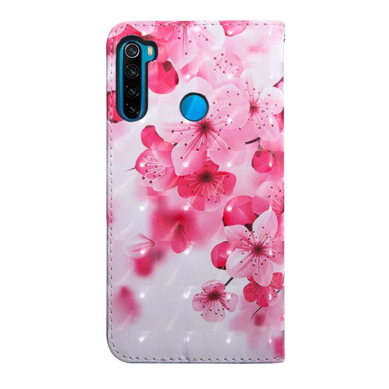 Lederhüllen Xiaomi Redmi Note 8T Schillernde Rosa Blüten