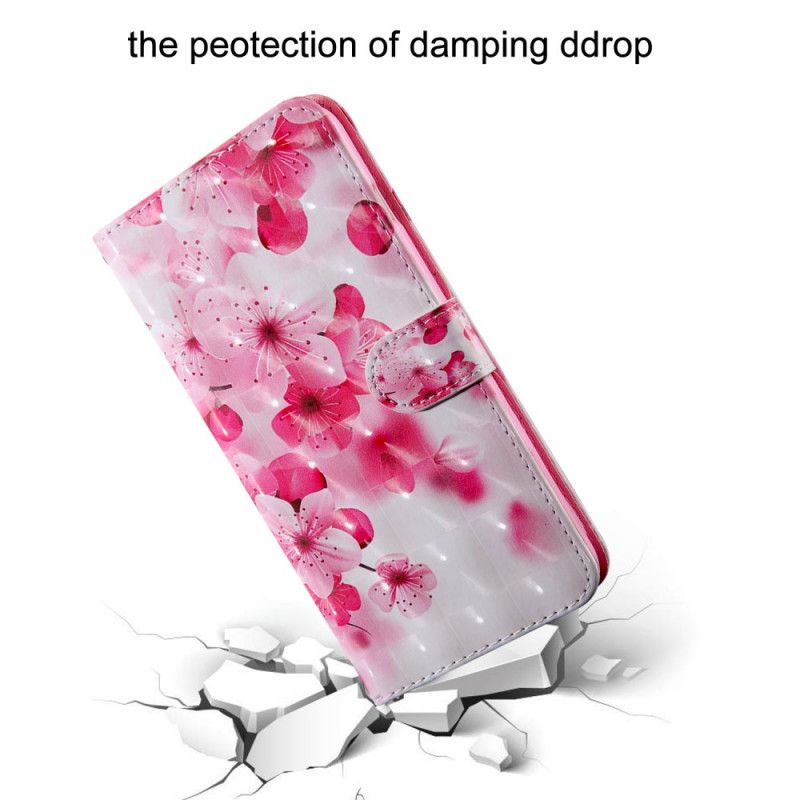 Lederhüllen Xiaomi Redmi Note 8T Schillernde Rosa Blüten