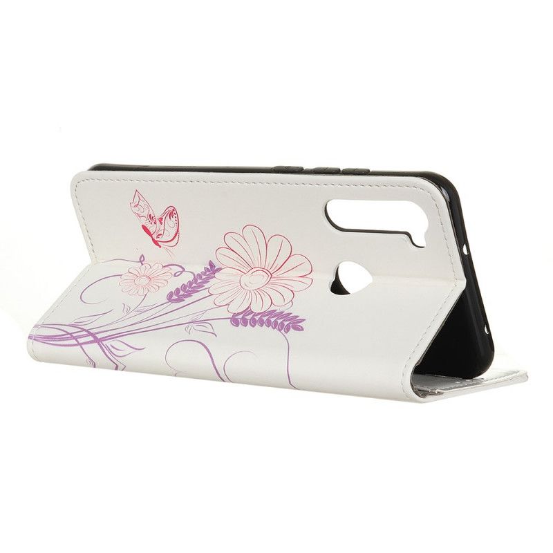 Lederhüllen Xiaomi Redmi Note 8T Schmetterlinge Und Blumen Zeichnen