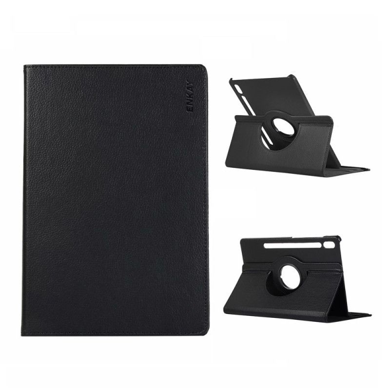 Case Für Samsung Galaxy Tab S7 Schwarz Drehbares 360 ° Enkay Litschi-Kunstleder