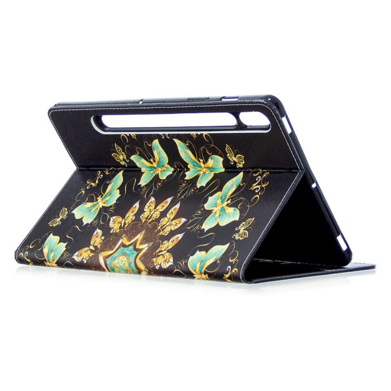 Case Für Samsung Galaxy Tab S7 Schwarz Kunstschmetterlinge