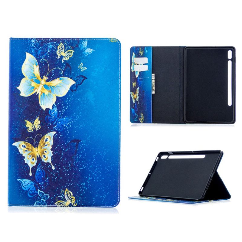 Case Samsung Galaxy Tab S7 Dunkelblau Kostbare Schmetterlinge