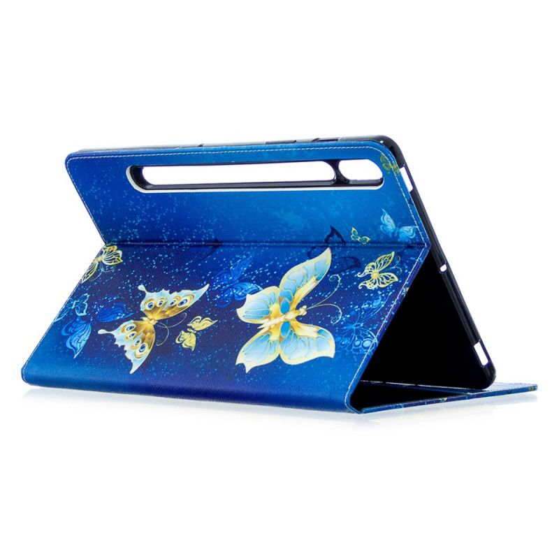 Case Samsung Galaxy Tab S7 Dunkelblau Kostbare Schmetterlinge