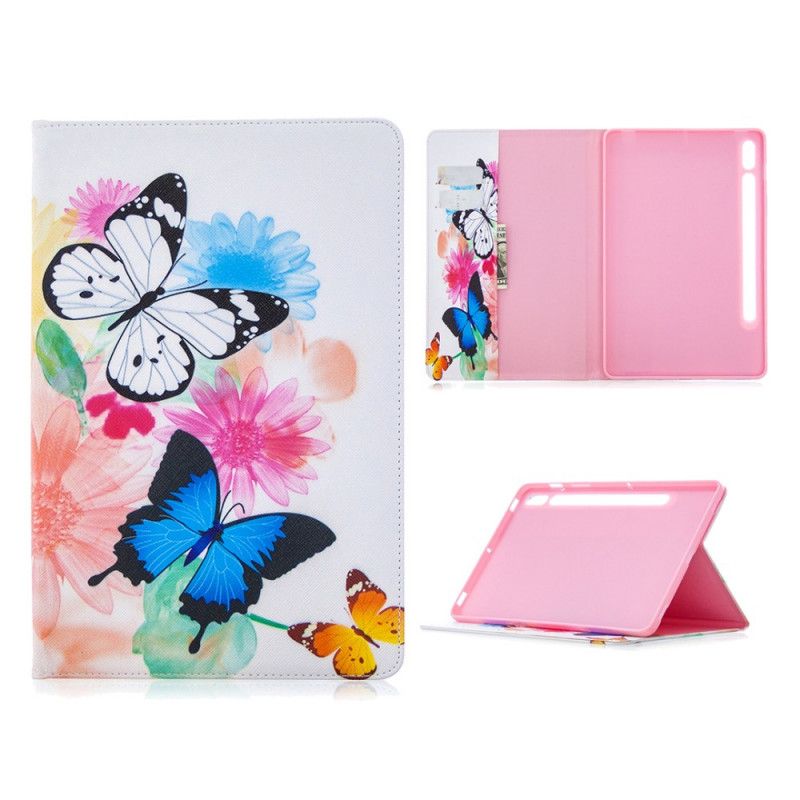 Case Samsung Galaxy Tab S7 Pink Handyhülle Aquarellschmetterlinge