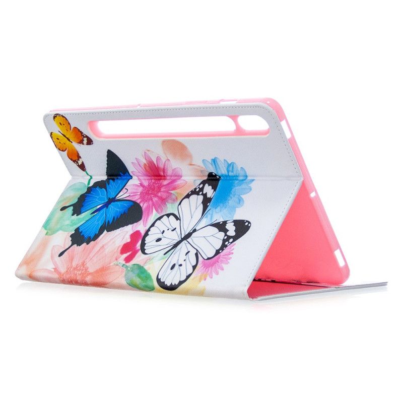 Case Samsung Galaxy Tab S7 Pink Handyhülle Aquarellschmetterlinge