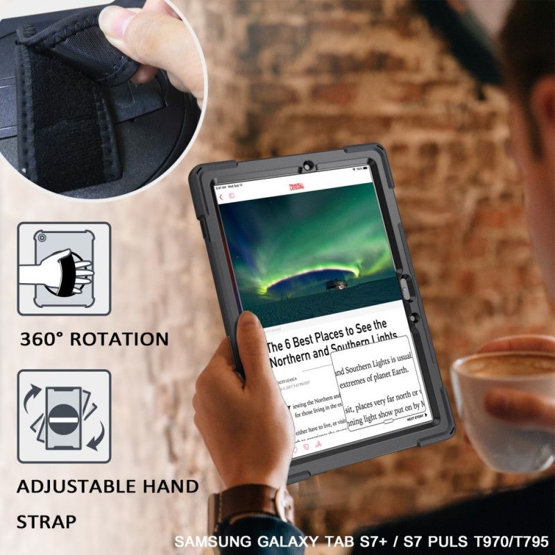Hülle Samsung Galaxy Tab S7 Schwarz Extrem Widerstandsfähig Mit Riemen