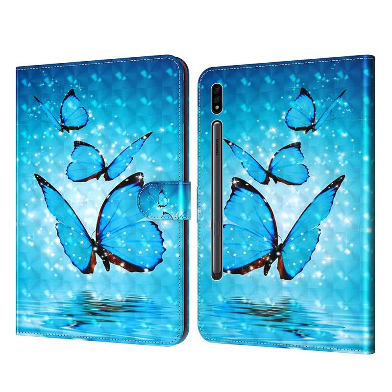 Kunstlederbezug Samsung Galaxy Tab S7 Gelb Schmetterlinge