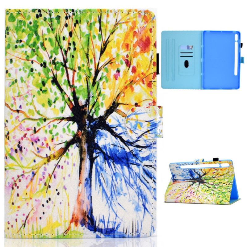 Lederhüllen Für Samsung Galaxy Tab S7 Aquarellbaum