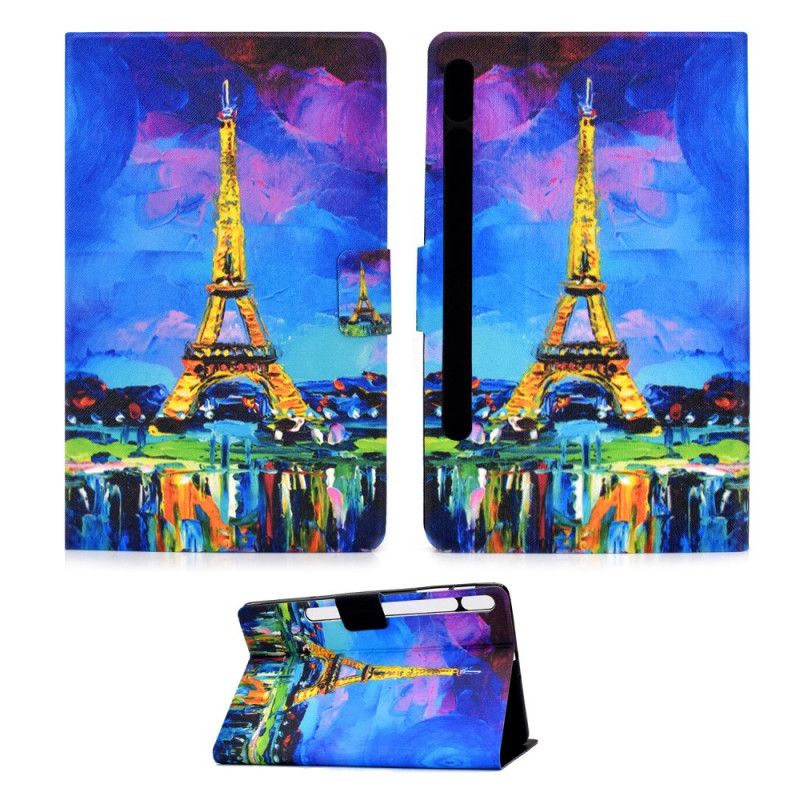 Lederhüllen Samsung Galaxy Tab S7 Dunkelblau Eiffelturm
