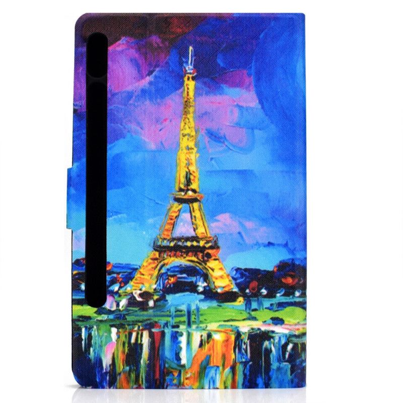 Lederhüllen Samsung Galaxy Tab S7 Dunkelblau Eiffelturm