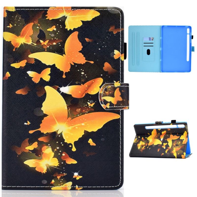 Lederhüllen Samsung Galaxy Tab S7 Gelb Handyhülle Einzigartige Schmetterlinge
