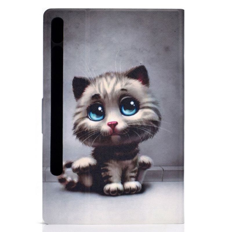 Lederhüllen Samsung Galaxy Tab S7 Grau Katzenblaue Augen