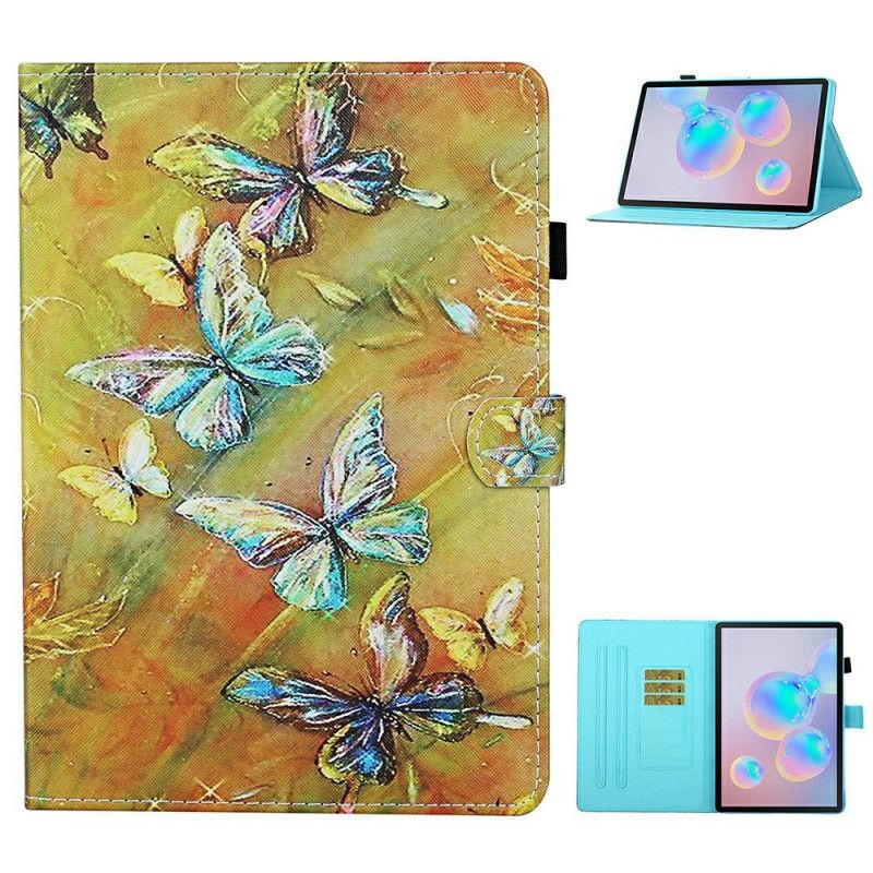 Lederhüllen Samsung Galaxy Tab S7 Grün Handyhülle Bemalte Schmetterlinge