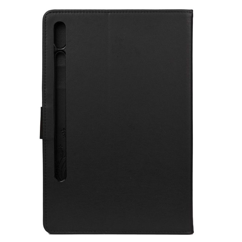 Lederhüllen Samsung Galaxy Tab S7 Schwarz Blumenschmetterlinge