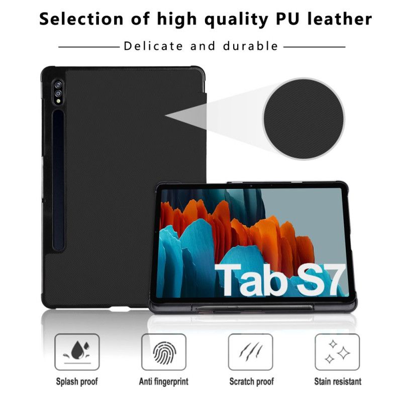 Smart Case Samsung Galaxy Tab S7 Schwarz Dreifach Gefalteter. Verstärkter Stifthalter