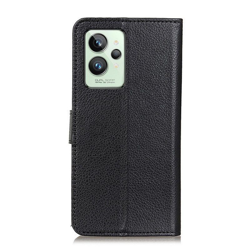 Flip Case Für Realme GT2 Pro Traditioneller Litschi-lederstil