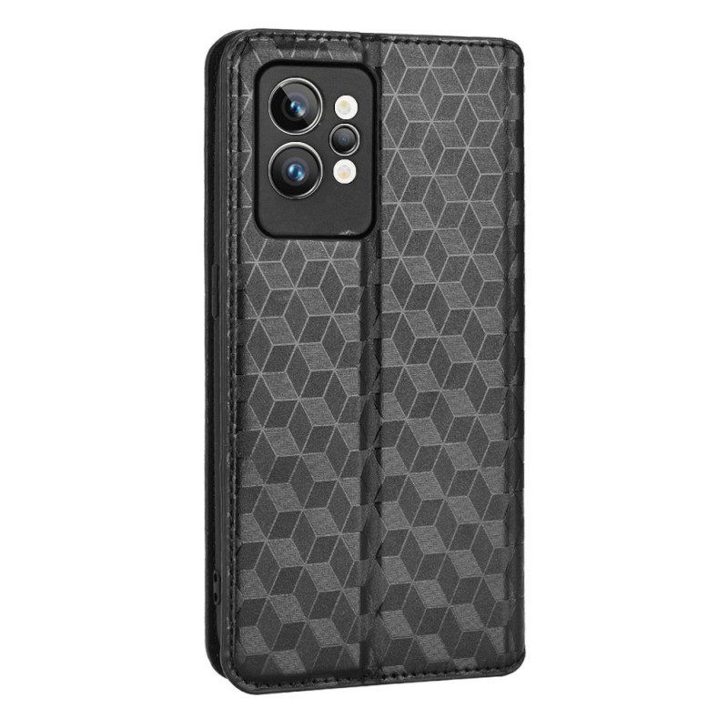 Schutzhülle Für Realme GT2 Pro Flip Case 3d-würfel-ledereffekt