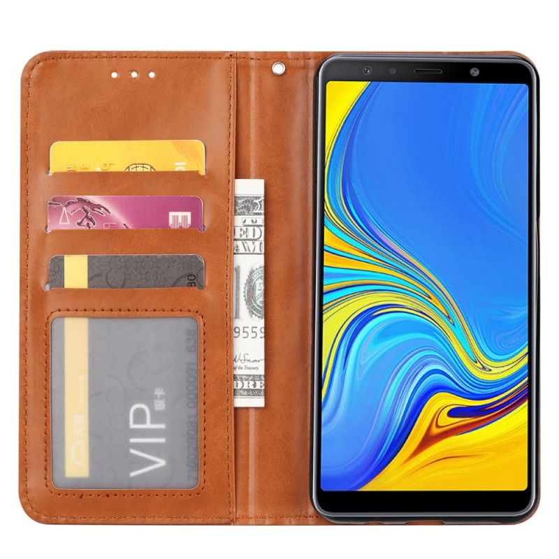 Flip Case Für Samsung Galaxy A50 Schwarz Kartenhalter Aus Kunstleder