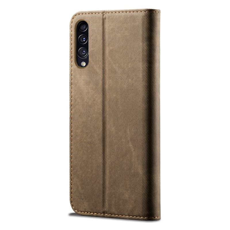 Flip Case Samsung Galaxy A50 Schwarz Handyhülle Jeansstoff