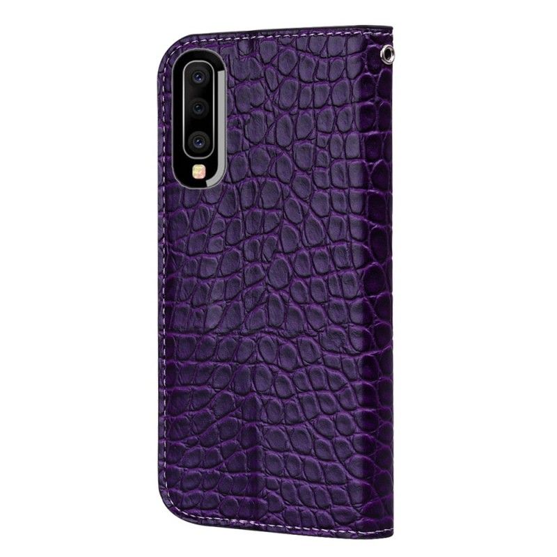 Flip Case Samsung Galaxy A50 Schwarz Krokodilhauteffekt Und Pailletten