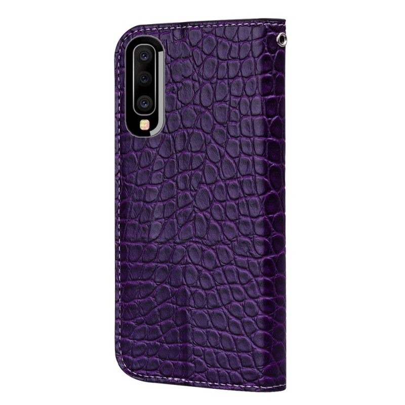 Flip Case Samsung Galaxy A50 Schwarz Krokodilhauteffekt Und Pailletten