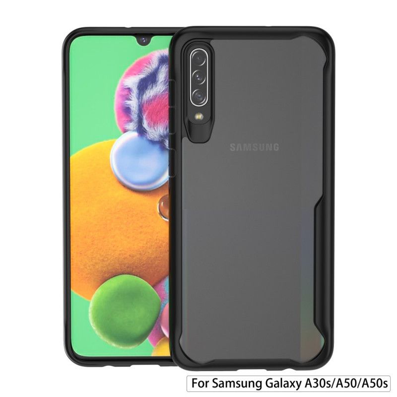 Hülle Für Samsung Galaxy A50 Schwarz Abgeschrägter Kantenhybrid