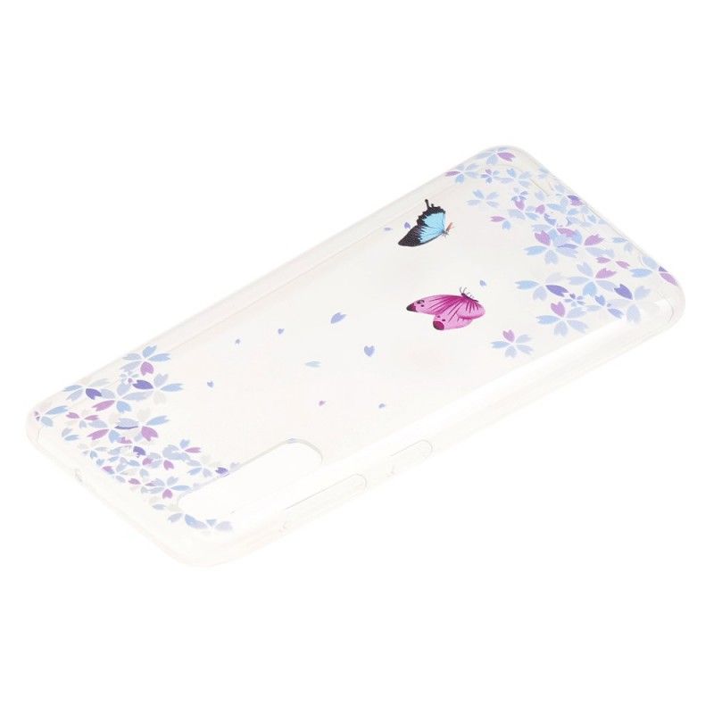 Hülle Für Samsung Galaxy A50 Transparente Schmetterlinge Und Blumen