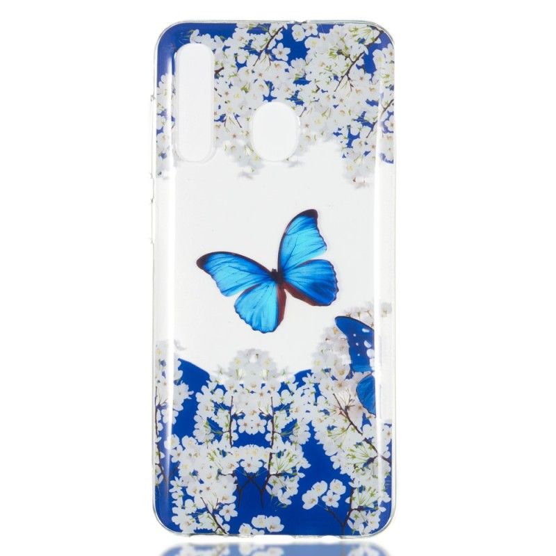 Hülle Samsung Galaxy A50 Blauer Schmetterling Und Winterblumen