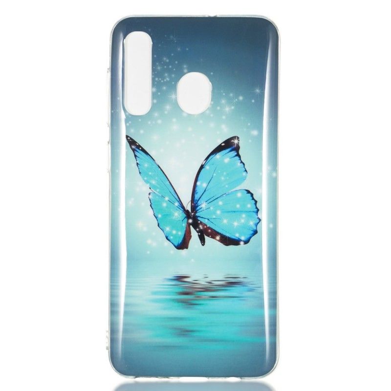 Hülle Samsung Galaxy A50 Fluoreszierender Blauer Schmetterling